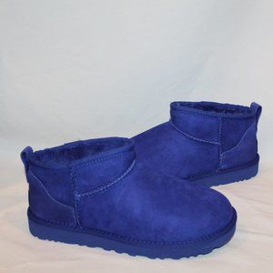 NIB UGG WOMEN'S SUEDE SHEARLING LINED ULTRA MINI ANKLE BOOTS‎ PURPLE